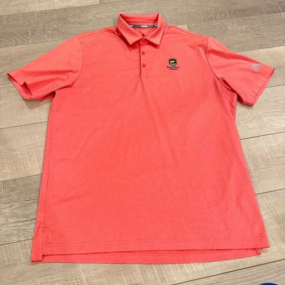 ADIDAS MENS CORAL ORANGE LARGE DRI FIT POLO SHIRT BEARS BEST LOGO